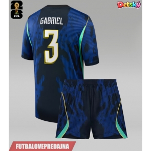 Lacne Dětský Futbalové dres Brazília Gabriel Magalhaes #3 MS 2026 Krátky Rukáv - Preč (+ trenírky)